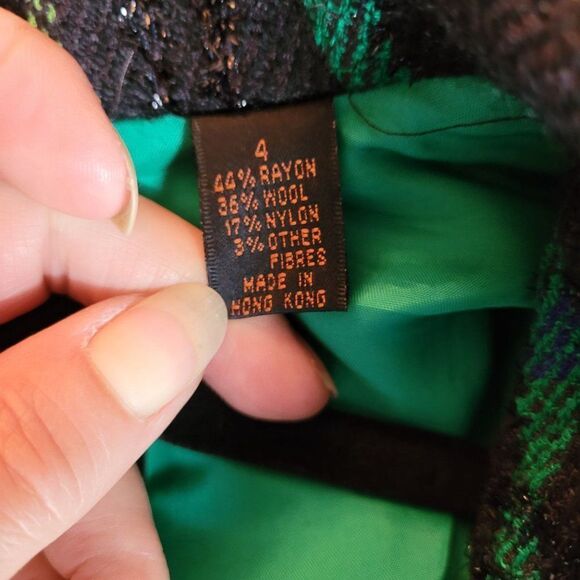 Vtg Ellen Tracy 90's Clueless Wool Sparkle Plaid Boxy Boyfriend Blazer Blue Sz 4 - Picture 8 of 10